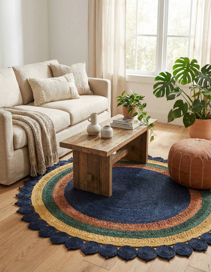 Detail image of 7' 10 x 7' 10  Hand Braided Jute Round Rug