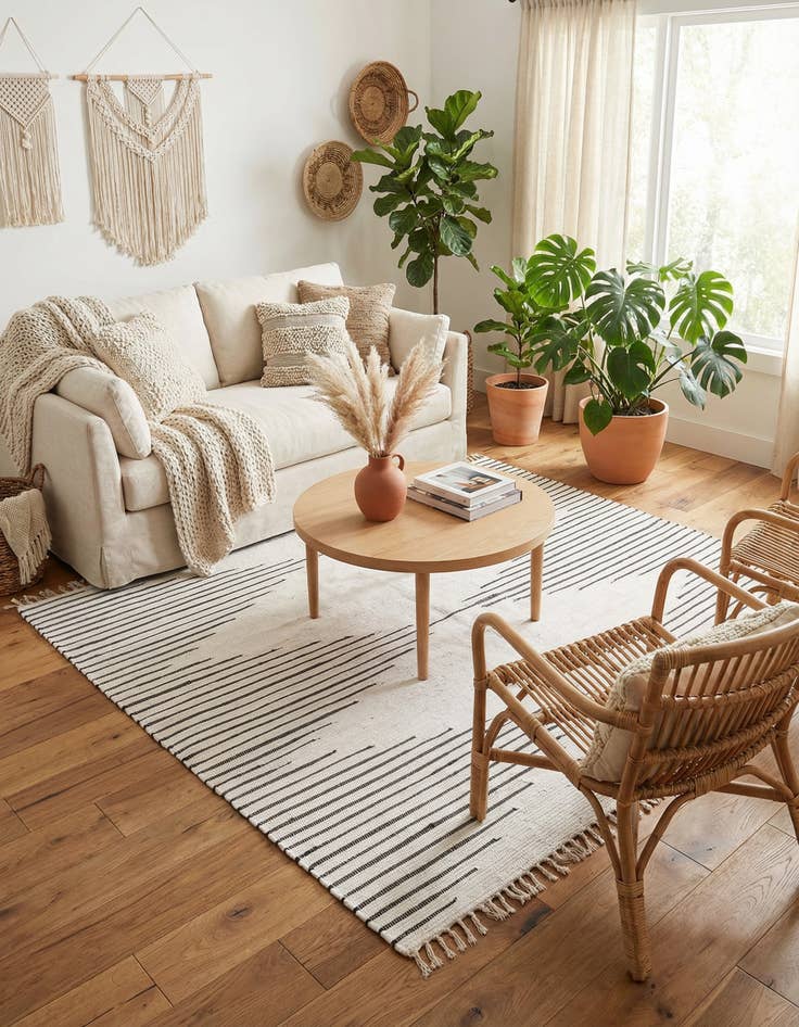 Detail image of  7' 1 x 7' 1  Hand Woven Chindi Cotton Square Rug