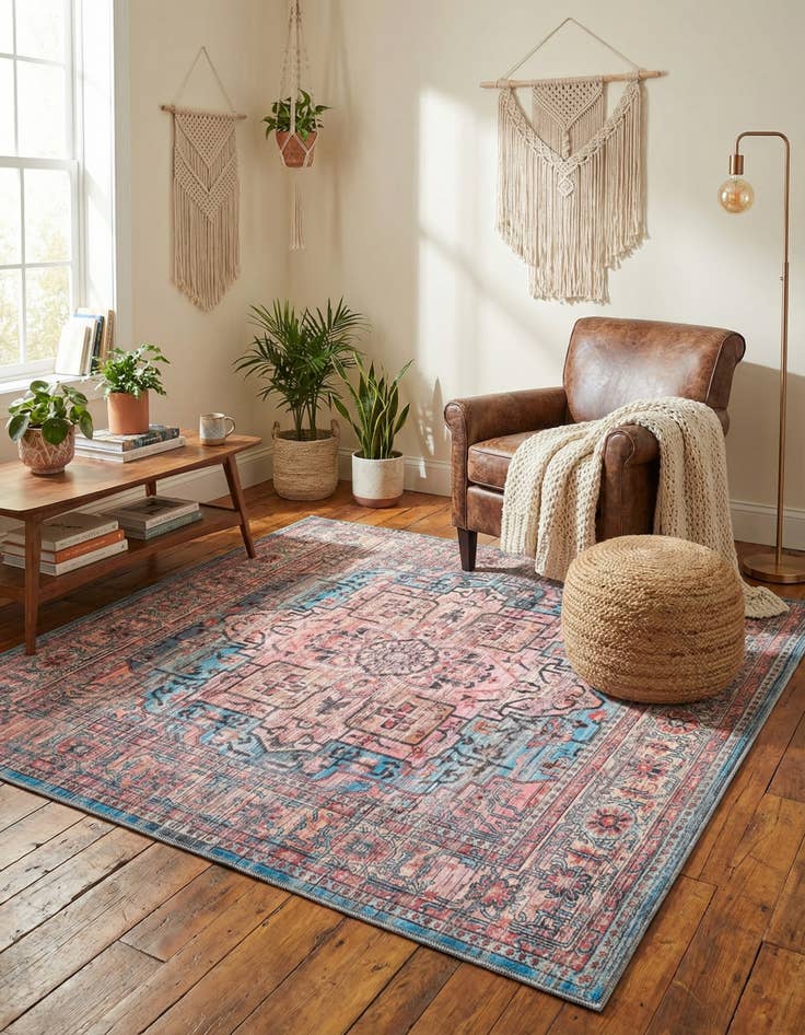 Detail image of 7' 3 x 7' 3  Washable Maahru Square Rug