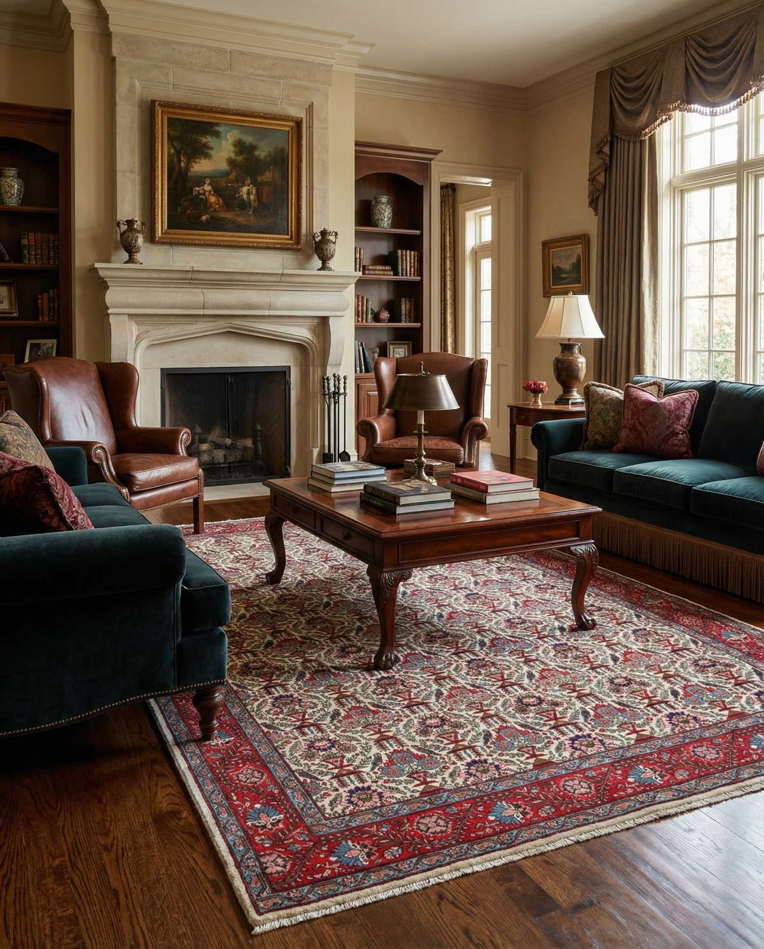 6' 11 x 9' 9 Hand Knotted Varamin Wool Rug