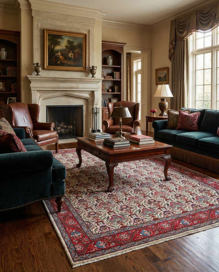 6' 11 x 9' 9 Hand Knotted Varamin Wool Rug