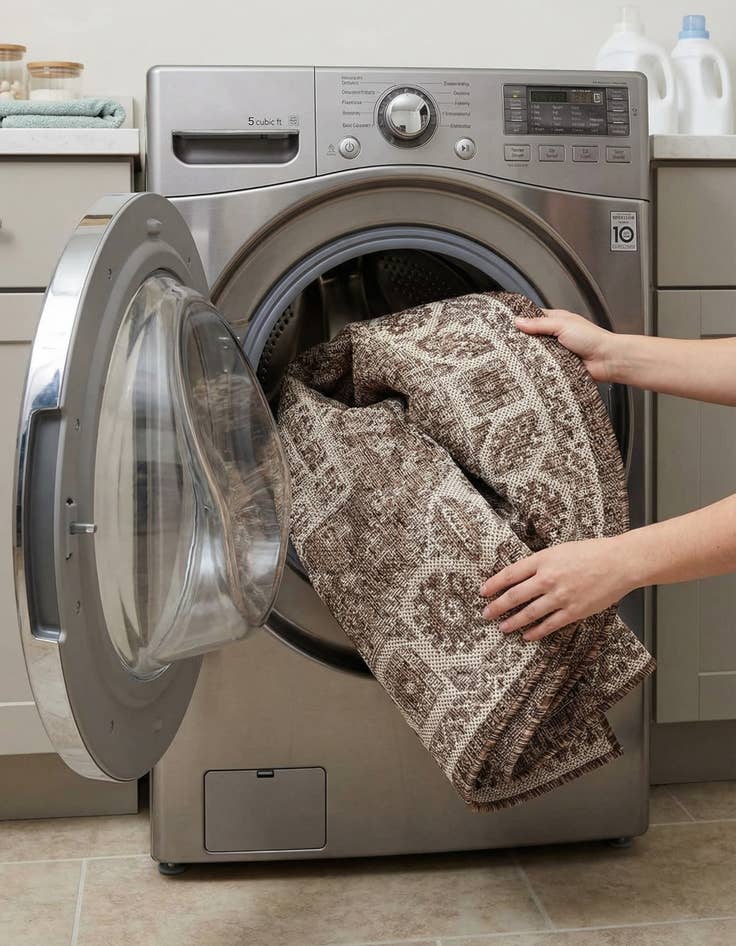 Detail image of  3' x 3'  Washable Aztec Indoor / Outdoor Round Rug