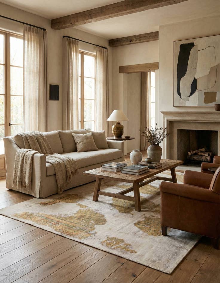 Detail image of 5' 10 x 9'  Hand Knotted Ultra Vintage Persian Wool Rug