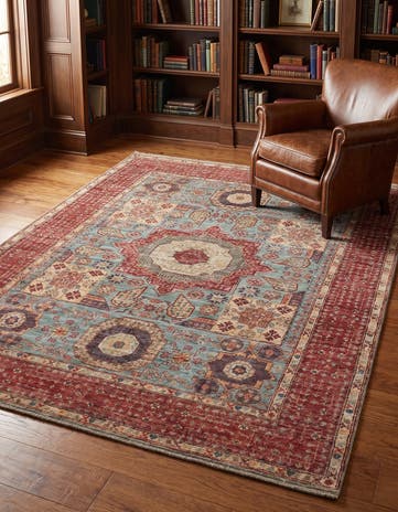 5' 1 x 6' 9 Hand Knotted Mamluk Ziegler Rug