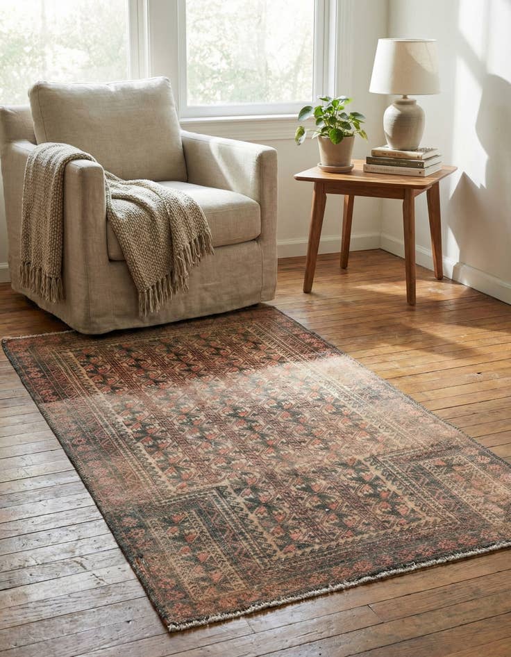 Detail image of 2' 8 x 4' 7  Hand Knotted Ultra Vintage Persian Wool Rug