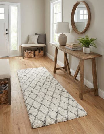 Pure Ivory Marrakesh Shag Runner Rug