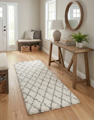 Pure Ivory Marrakesh Shag Runner Rug