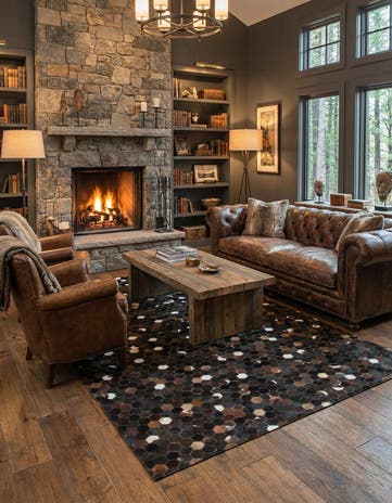 5' 1 x 8' Cowhide Leather Rug