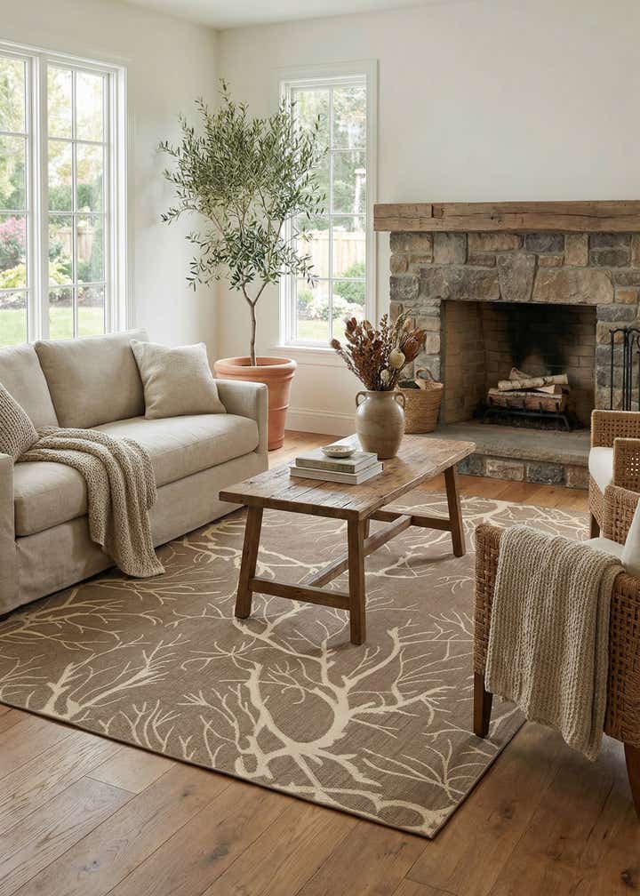 7' x 10' Easy-Clean Botanical Indoor / Outdoor Rug