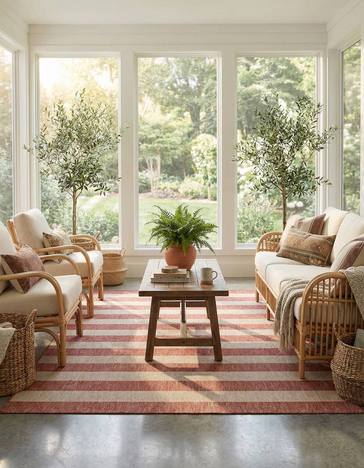 Detail image of 7' 10 x 11'  Washable Striped Indoor / Outdoor Rug