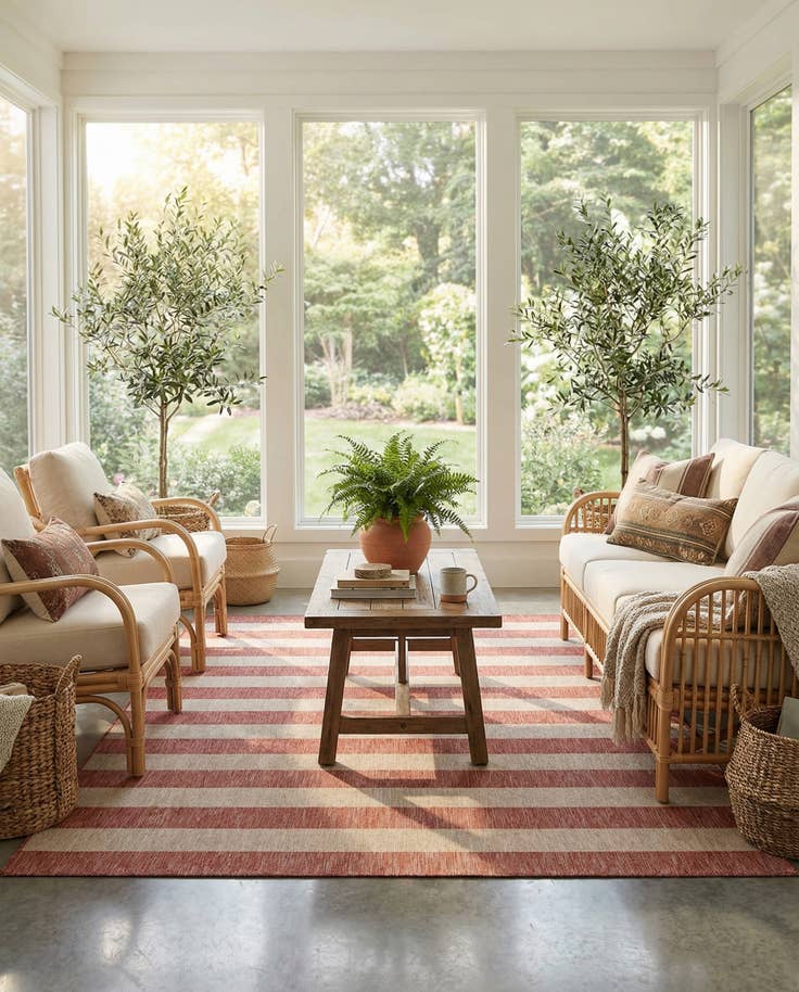 Detail image of 7' 10 x 11' Easy-Clean Ribbon Indoor / Outdoor Rug