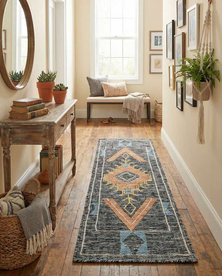 2' x 8' Hand Woven Kilim Wool Runner Rug