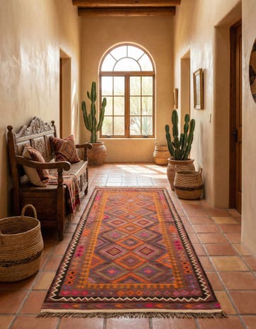 4' 10 x 10' 3 Hand Woven Kilim Fars Wool Runner Rug