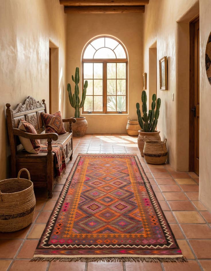 Detail image of 4' 10 x 10' 3  Hand Woven Kilim Fars Wool Runner Rug