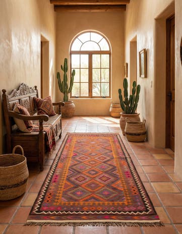 4' 10 x 10' 3 Hand Woven Kilim Fars Wool Runner Rug