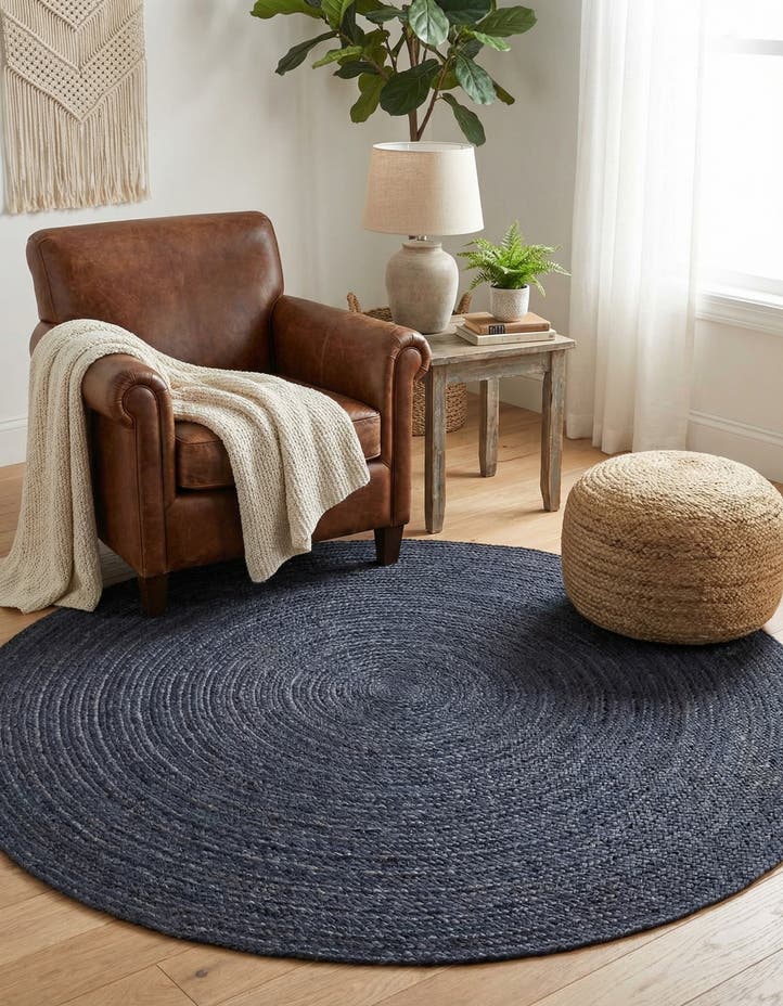 5' 1 x 5' 1 Handmade Braided Jute Round Rug