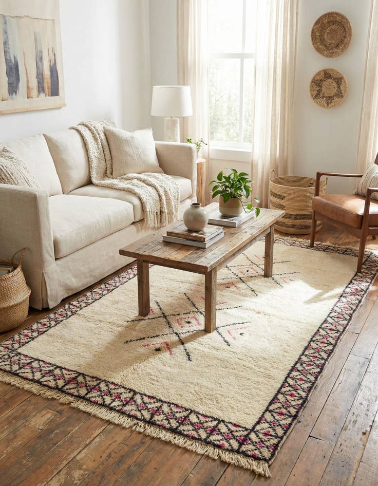 Detail image of 5' 2 x 9'  Hand Knotted Moroccan Wool Rug