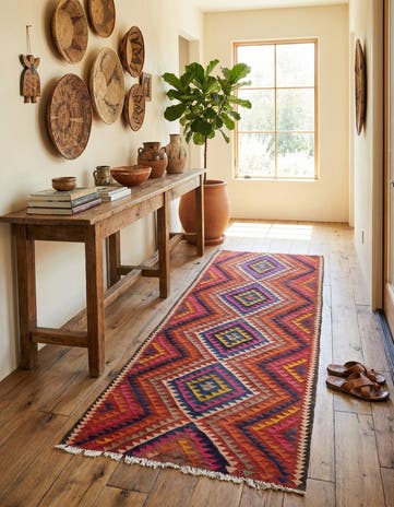 4' x 9' Hand Woven Kilim Fars Wool Runner Rug