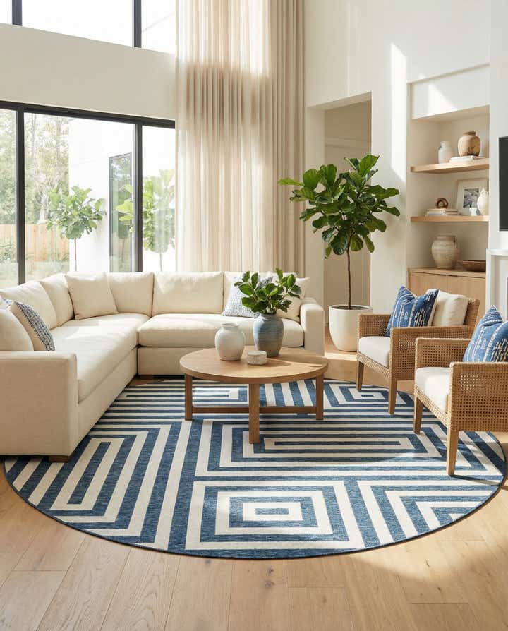 13' x 13' Easy-Clean Modern Indoor / Outdoor Round Rug