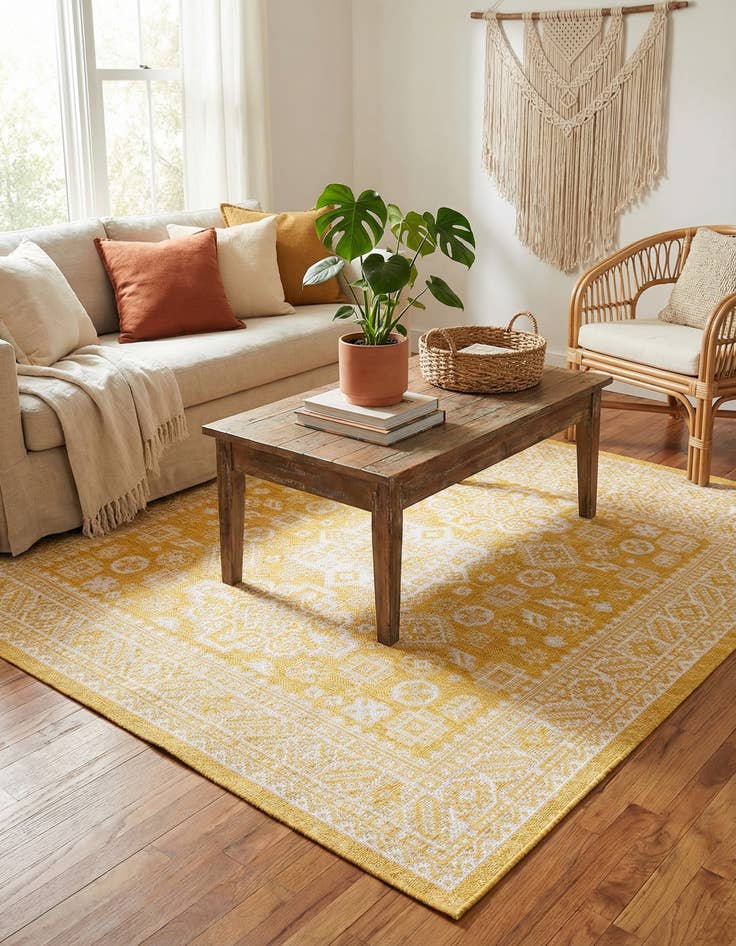 Detail image of 5' 3 x 5' 3  Washable Aztec Indoor / Outdoor Square Rug