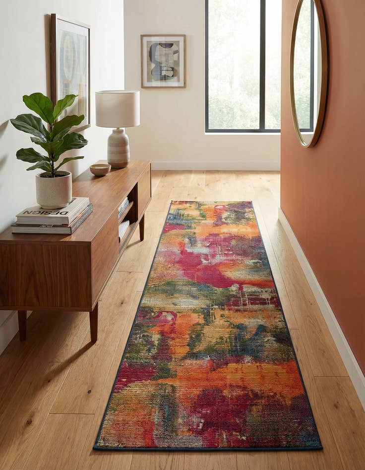 Detail image of 2' 7 x 9'  Washable Modern Indoor / Outdoor Runner Rug