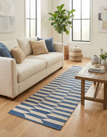 2' 9 x 9' 6 Hand Woven Kilim Modern Wool Runner Rug