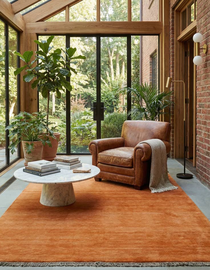 Detail image of 5' 8 x 7' 8  Hand Knotted Over-Dyed Ziegler Rug