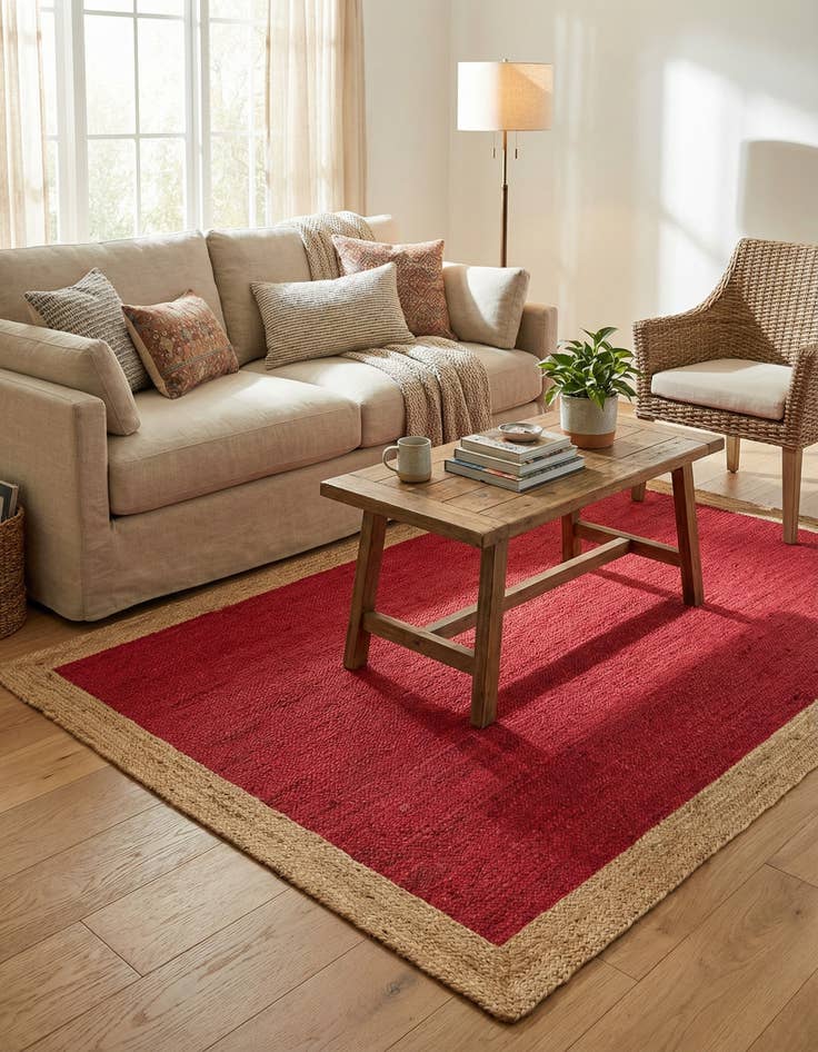 Detail image of  5' 1 x 8'  Hand Braided Jute Rug