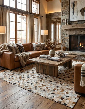 8' 2 x 10' Cowhide Leather Rug
