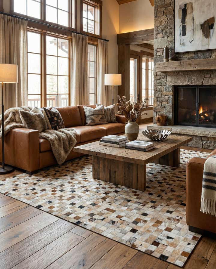 8' 2 x 10' Cowhide Leather Rug