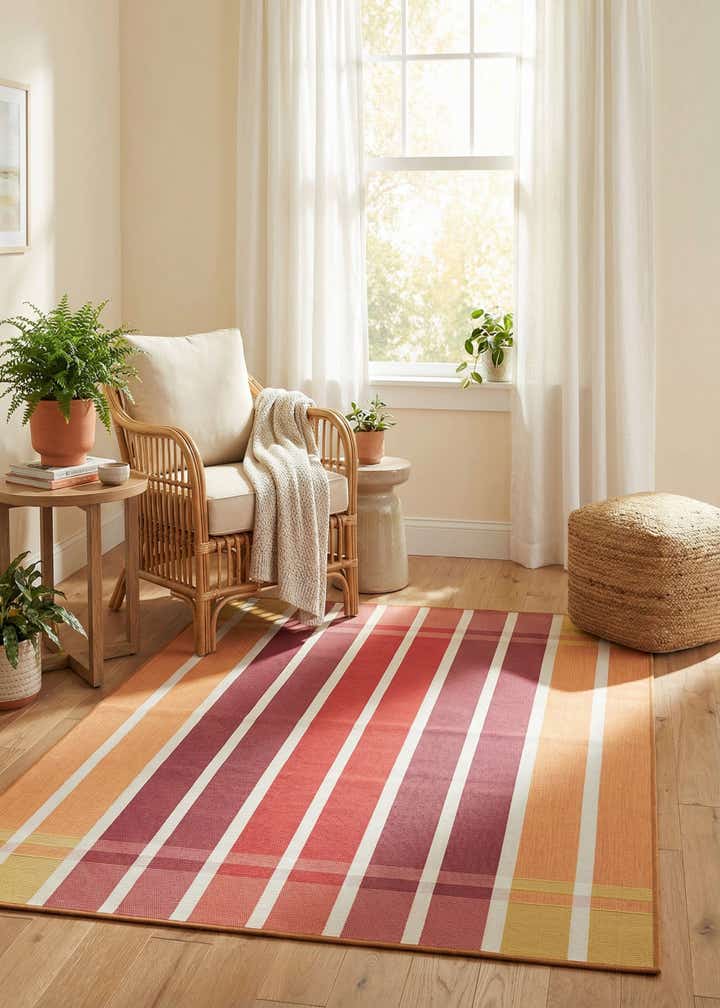 4' x 6' Easy-Clean Striped Indoor / Outdoor Rug