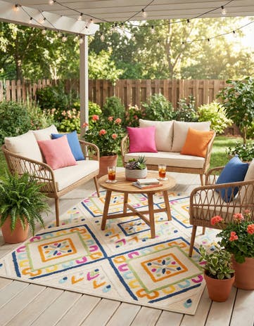 Light Beige Easy-Clean Indoor / Outdoor Rug