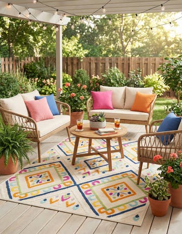 Light Beige Easy-Clean Indoor / Outdoor Rug