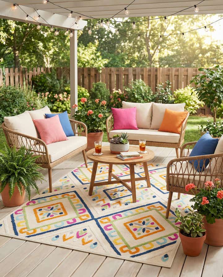4' 7 x 7' 3 Easy-Clean Indoor / Outdoor Rug