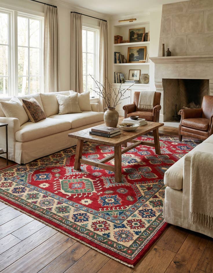 Detail image of  6' x 9' 2  Hand Knotted Kazak Rug