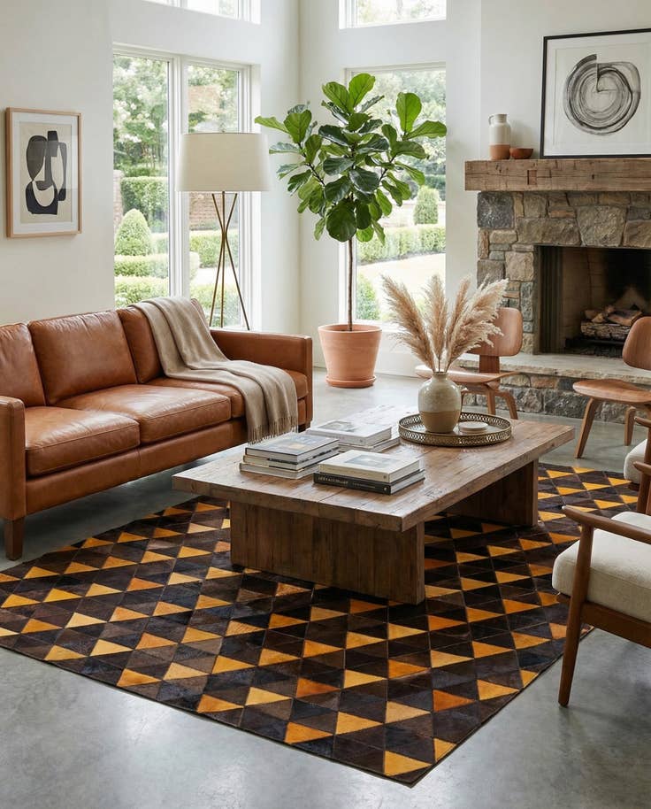 Detail image of 5' x 8' Cowhide Stocks Rug