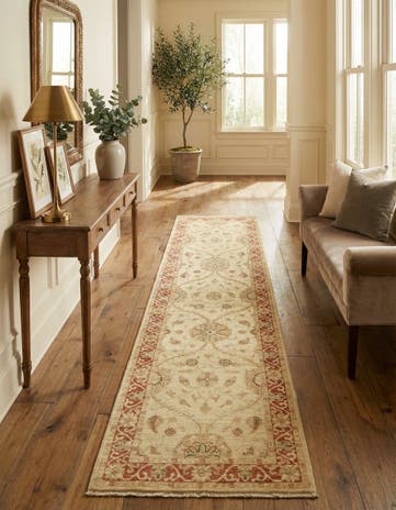 2' 8 x 9' 7 Hand Knotted Peshawar Ziegler Runner Rug