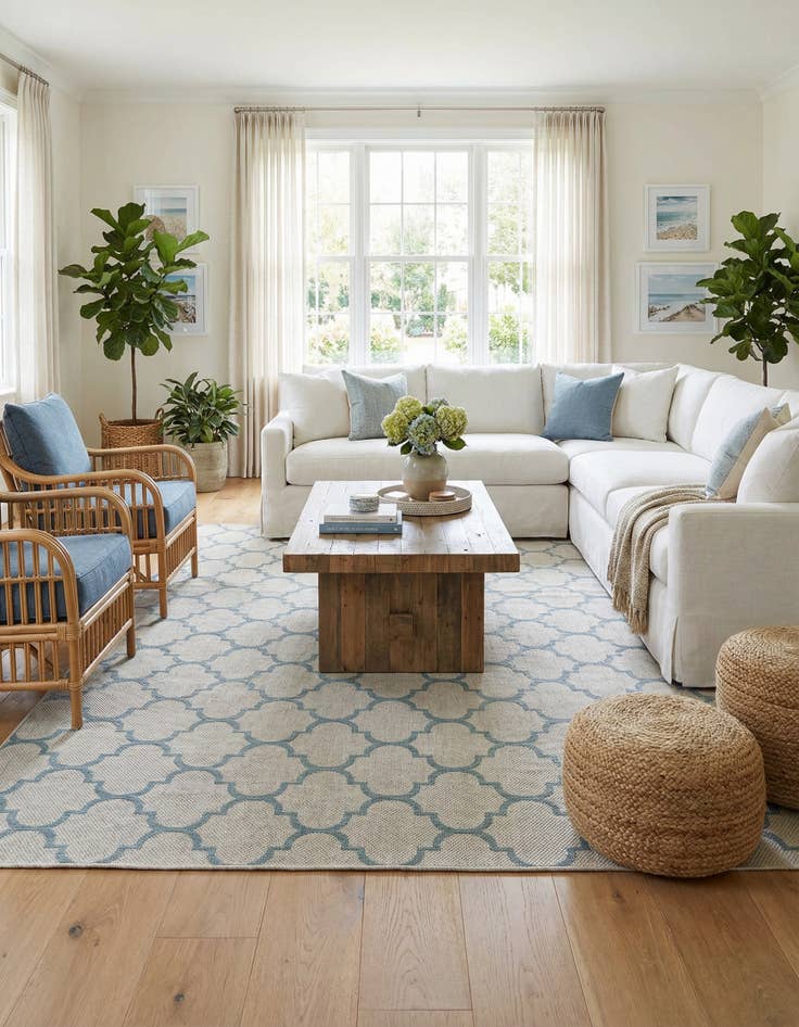 Detail image of 13' x 13'  Washable Trellis Indoor / Outdoor Square Rug