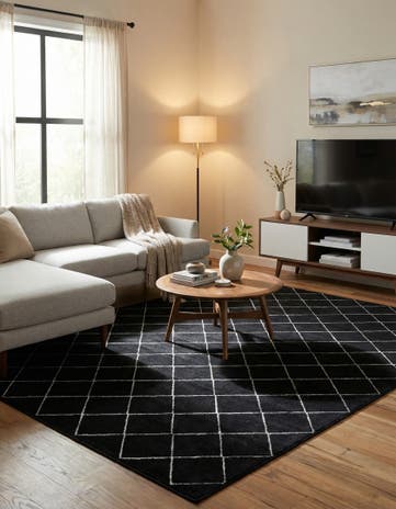 Black and Silver Vogue Geo Rug