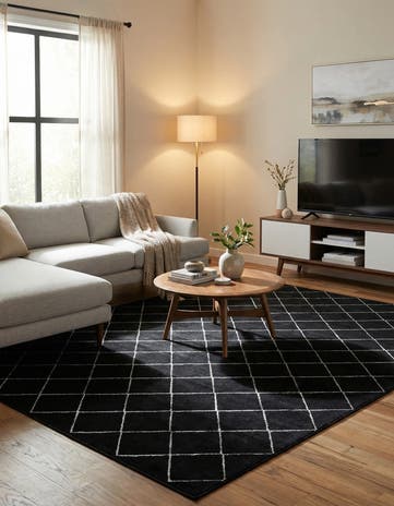 Black and Silver Vogue Geo Rug