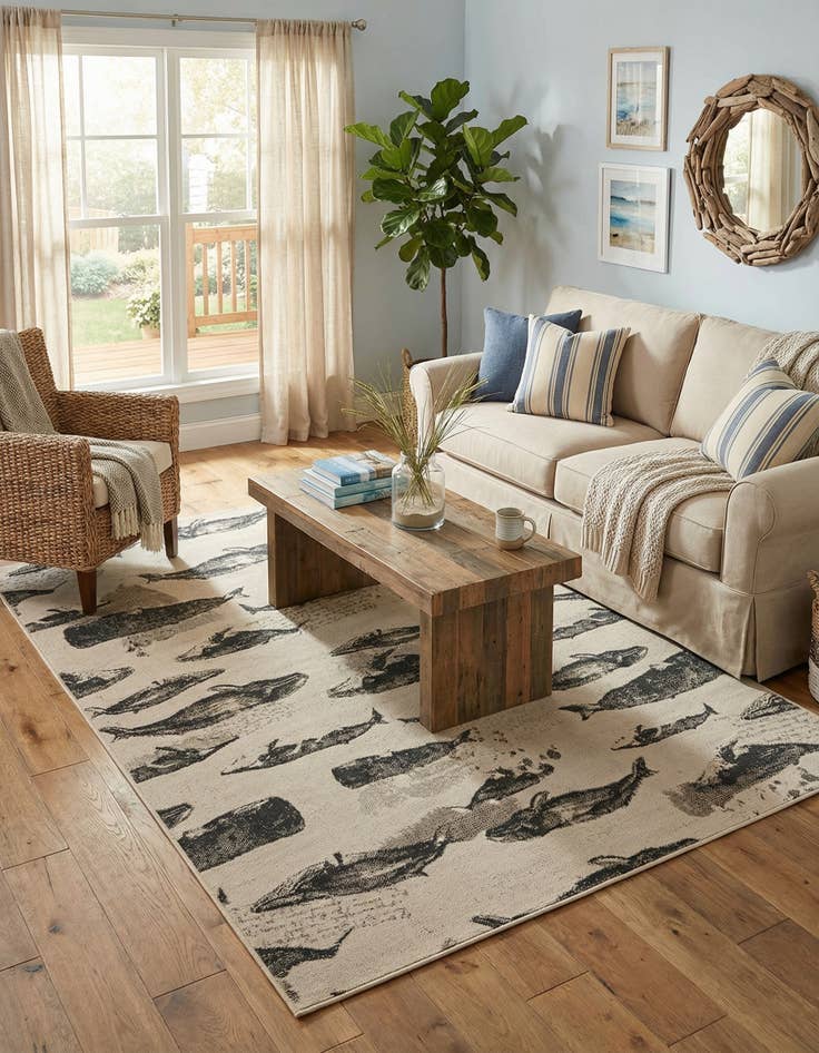 Detail image of  6' x 9'  Washable Coastal Indoor / Outdoor Rug