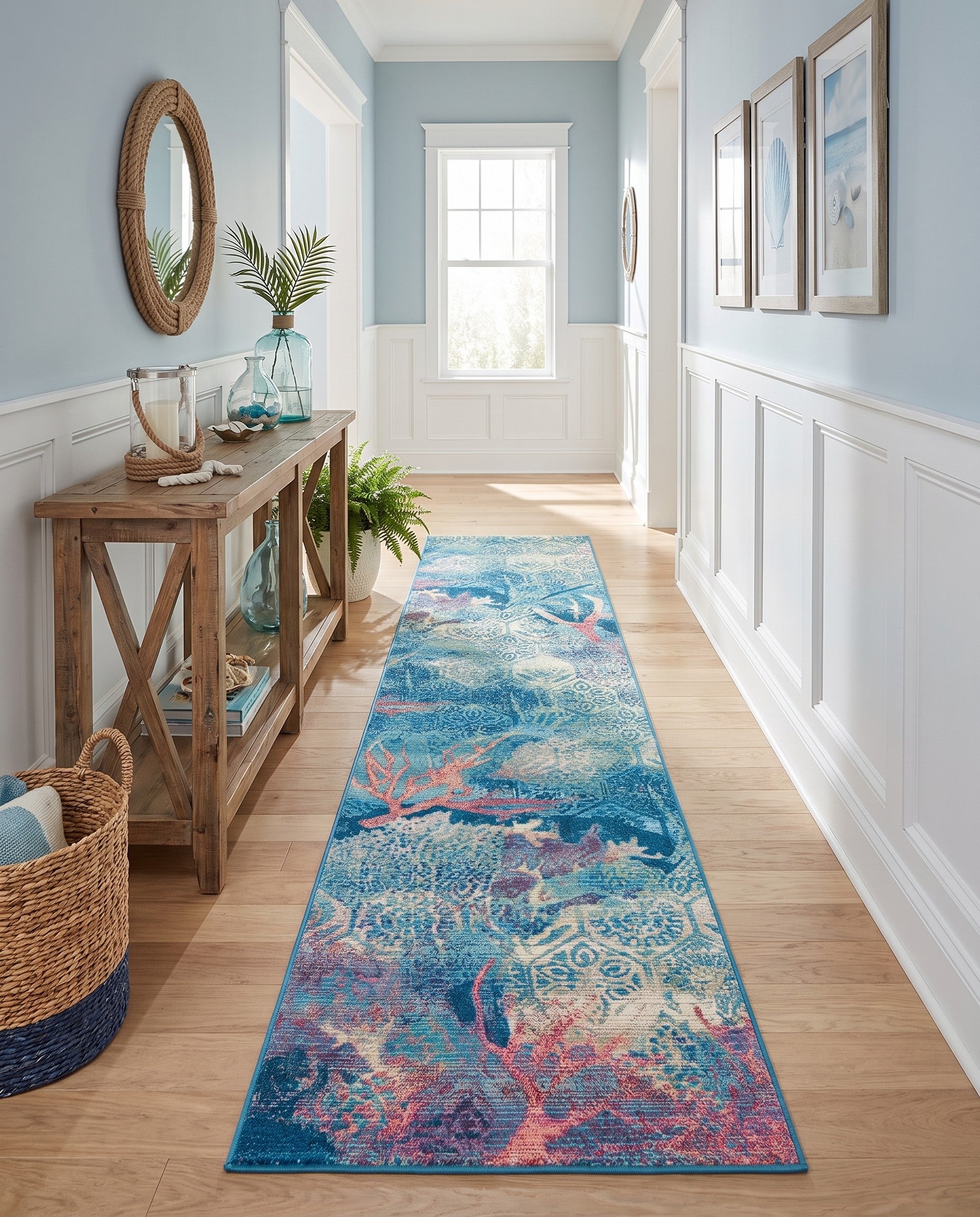 2' 7 x 12' Easy-Clean Coastal Indoor / Outdoor Runner Rug