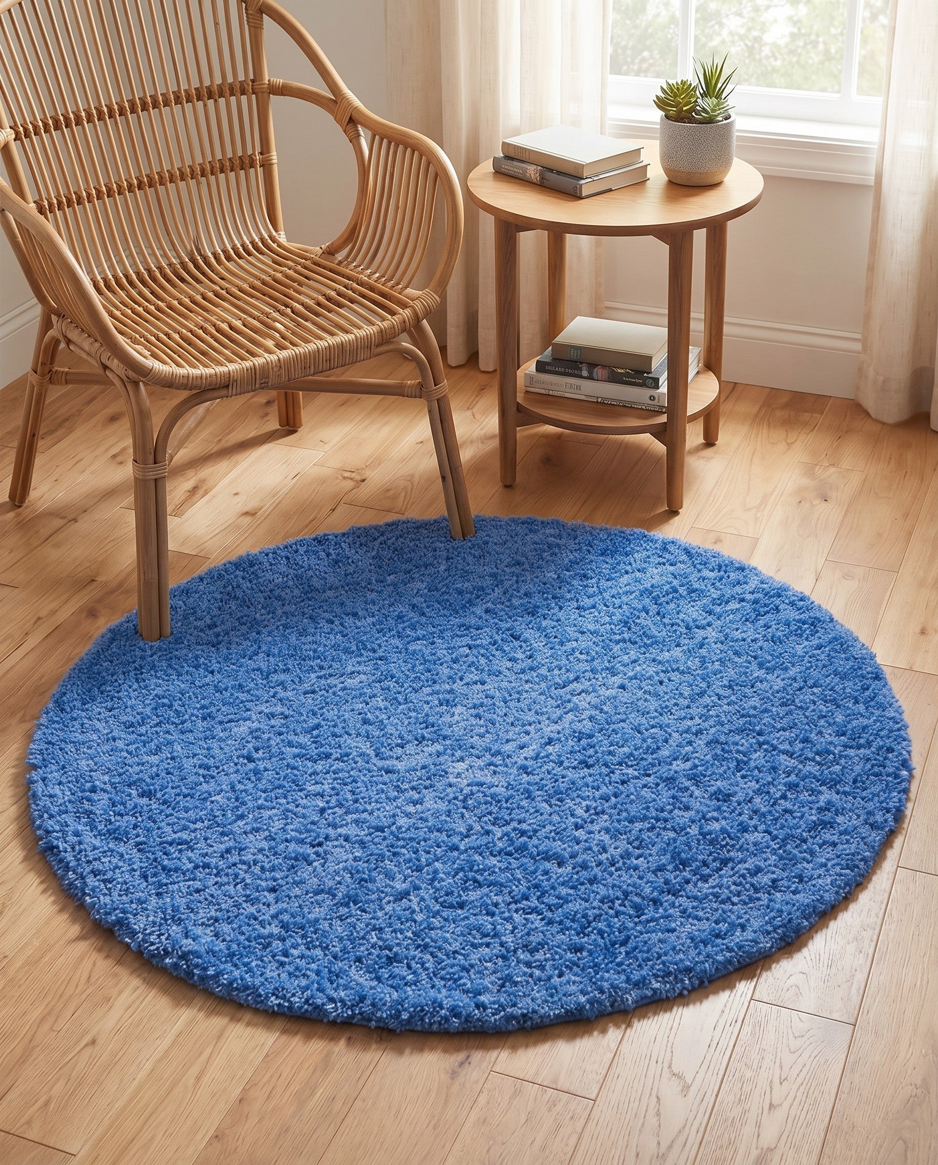 4' x 4' Solid Shag Round Rug