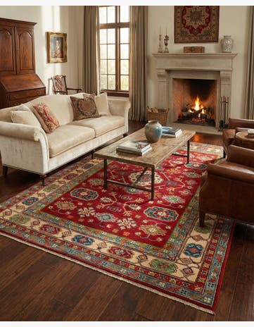 6' 2 x 8' 7 Hand Knotted Kazak Rug