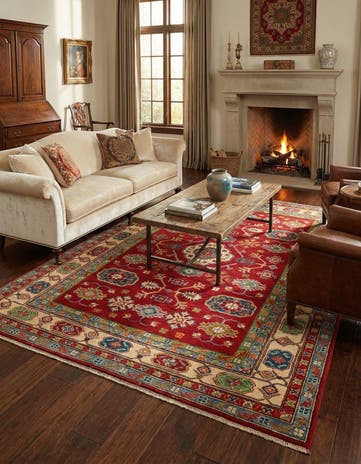 6' 2 x 8' 7 Hand Knotted Kazak Rug