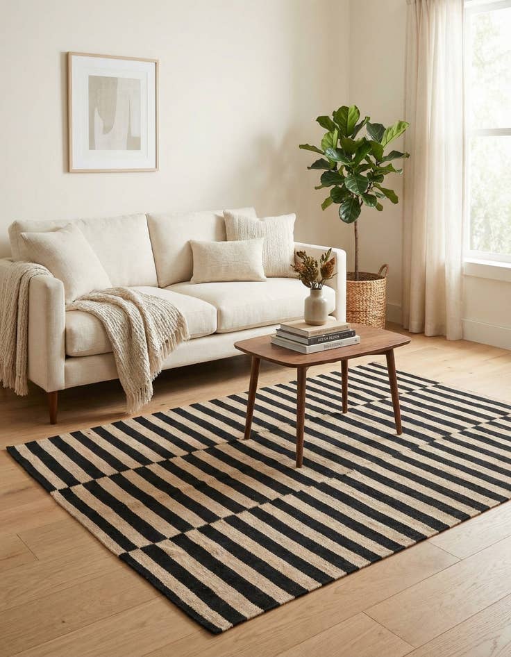 Detail image of 3' 4 x 4' 8  Hand Woven Kilim Modern Wool Rug