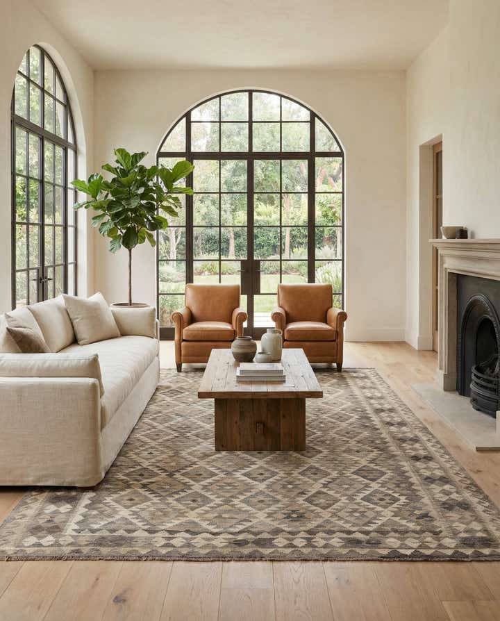 6' 10 x 9' 10 Hand Woven Kilim Maymana Wool Rug