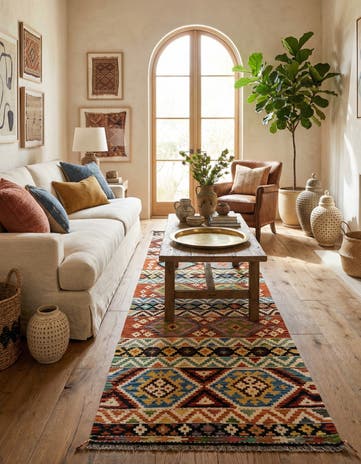 3' x 9' 9 Hand Knotted Marok Kilim Rug