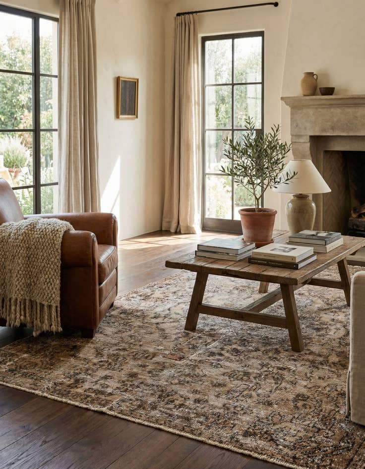 Detail image of  3' 6 x 5' 9  Hand Knotted Ultra Vintage Persian Wool Rug