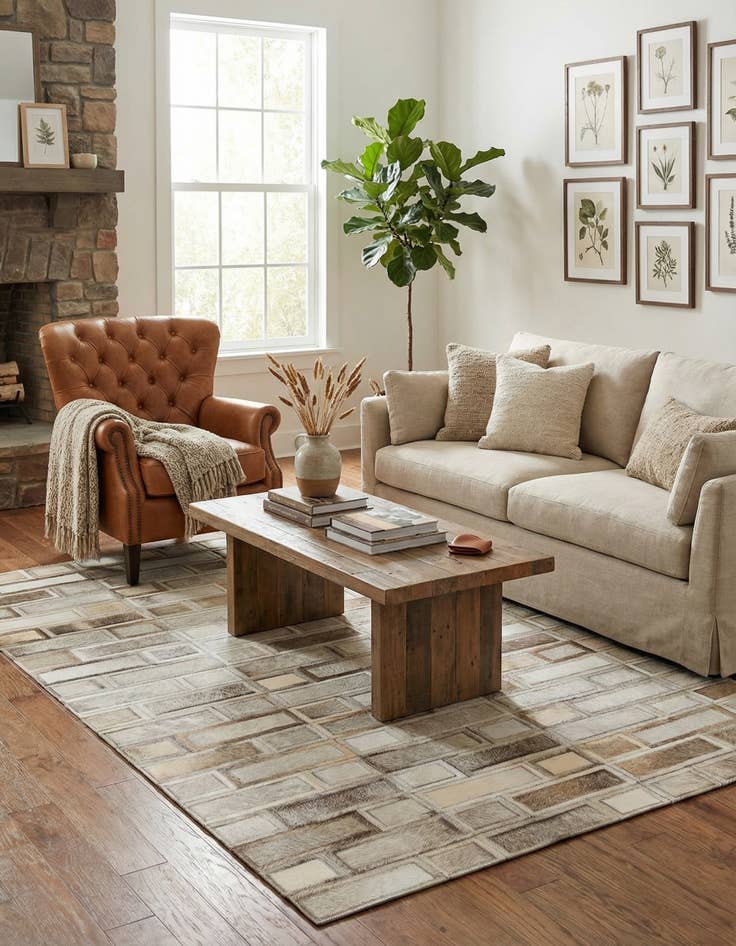 Detail image of 4' x 6' 1 Cowhide Leather Rug